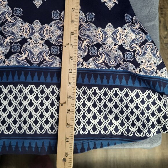 New York & Co Women's SZ S Fit and Flare Print Dress Pockets Navy Sleeveless - Picture 9 of 11